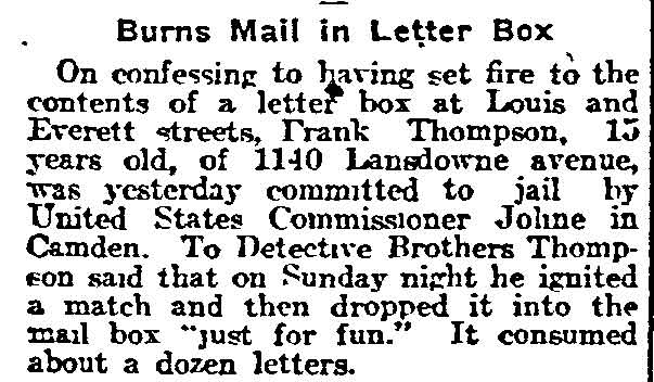 Philadelphia Inquirer February 27, 1916 — John Brothers, Frank Thompson