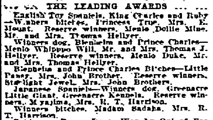 Mrs. Brothers at the Dog Show - Philadelphia Inquirer, December 17, 1922