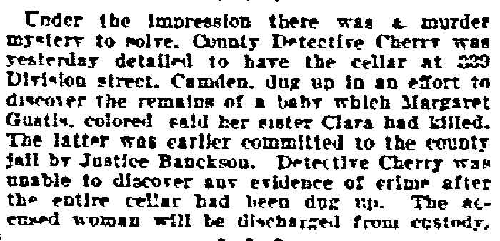 Murder Mystery in a Cellar - Philadelphia Inquirer, March 24, 1905