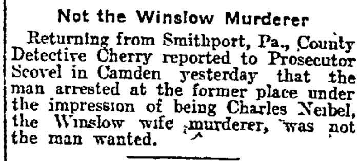 Not the Winslow Murderer - Philadelphia Inquirer, March 26, 1911