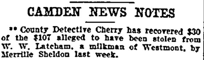 Camden News Notes - Philadelphia Inquirer, October 7, 1903