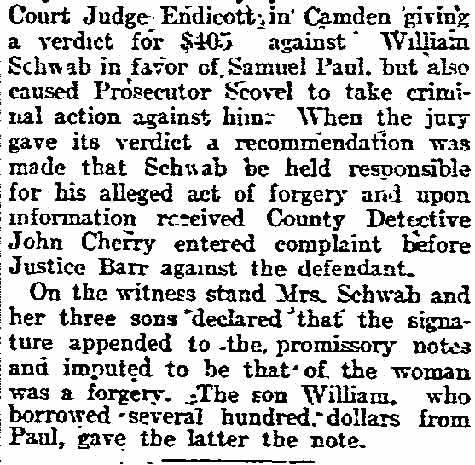 Mother Declared Note Was Forgery - Philadelphia Inquirer, October 30, 1907