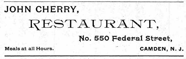 1892 Camden City Directory advertisement for John Cherry