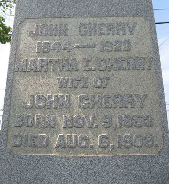 Gravesite of John and Martha Cherry at Calvary Cemetery, Cherry Hill, New Jersey