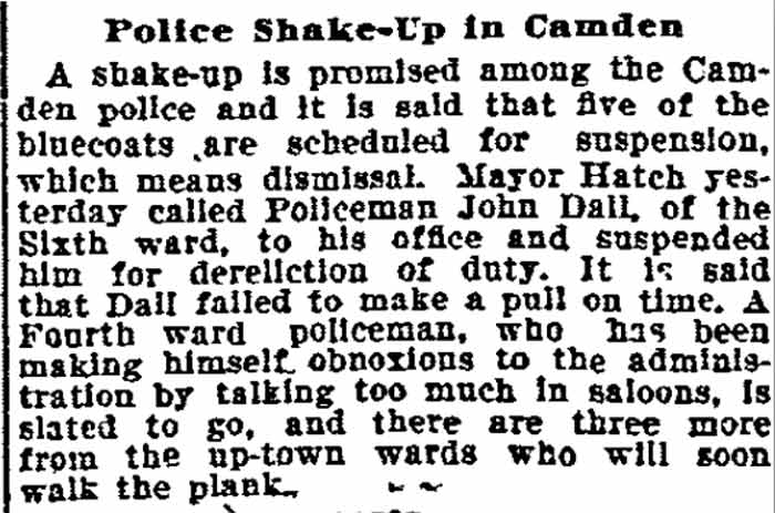 Police Shake-Up in Camden, Philadelphia Inquirer, July 14, 1900