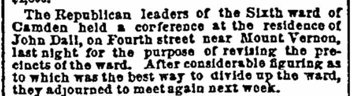 Sixth Ward Republican Conference, Philadelphia Inquirer, August 3, 1889
