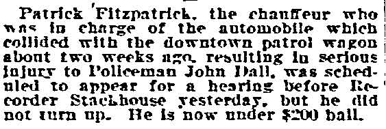 Fitzpatrick fails to appear, Philadelphia Inquirer, September 12, 1906