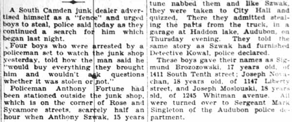 Boys Say Junkman Is Fence for Loot article, part 2