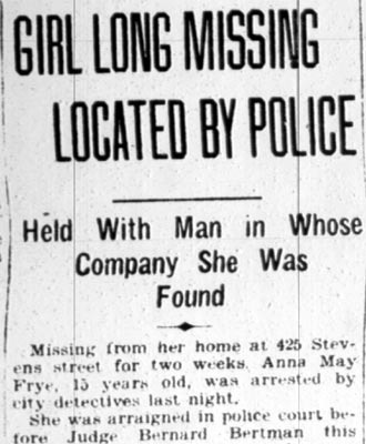 Newspaper clipping: Girl Long Missing Located by Police, page 1