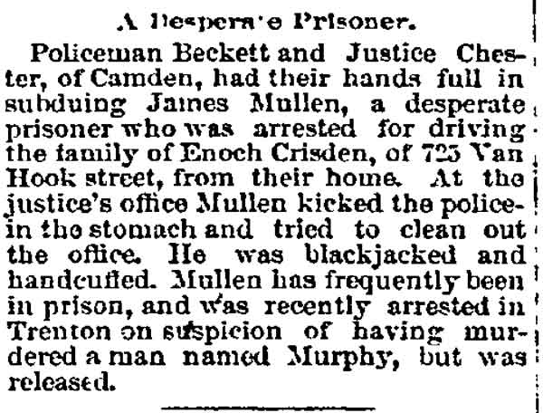 A Desperate Prisoner — Philadelphia Inquirer, January 9, 1892