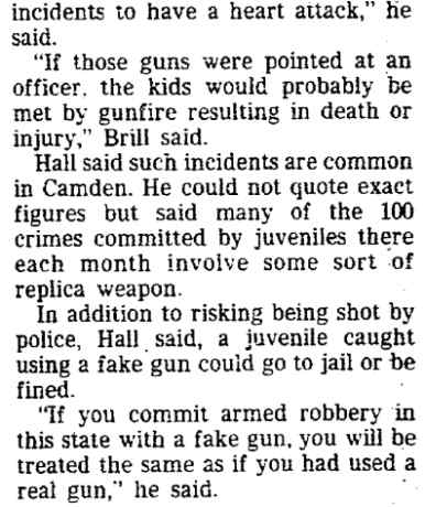 Police Say Toy Guns No Game, Trenton Evening Times November 28, 1986, part 2