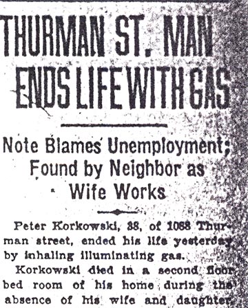Thurman St. Man Ends Life With Gas, October 11 1933 part 1