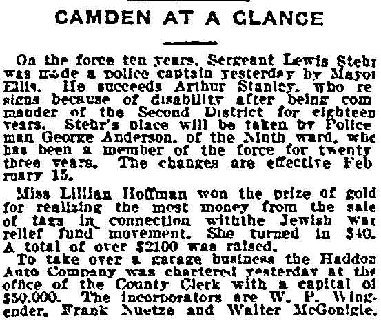 Philadelphia Inquirer, January 29, 1916