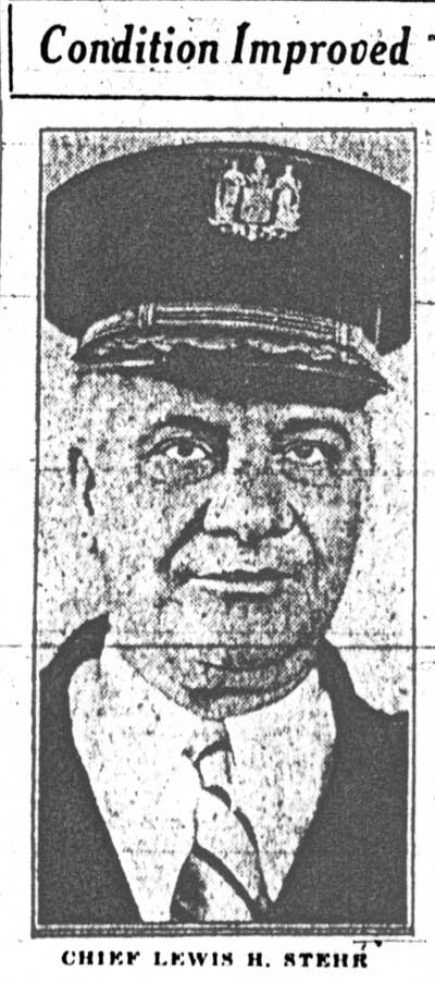 Camden Evening Courier, December 1, 1930 — Death of Chief Stehr, page 1