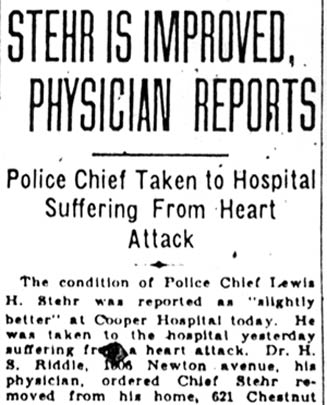 Camden Evening Courier, December 1, 1930 — Death of Chief Stehr, page 2