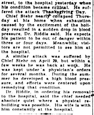 Camden Evening Courier, December 1, 1930 — Death of Chief Stehr, page 3