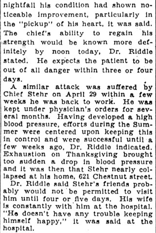 Camden Morning Post, December 1, 1930 — Death of Chief Stehr, page 3