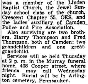 Mrs. Colsey Dies, Widow of Chief, newspaper article