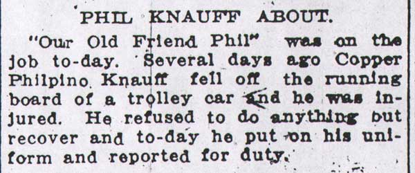 Philadelphia Inquirer, July 28, 1913 — Phil Knauff About