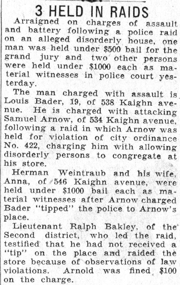 3 held in raids article, June 7, 1932