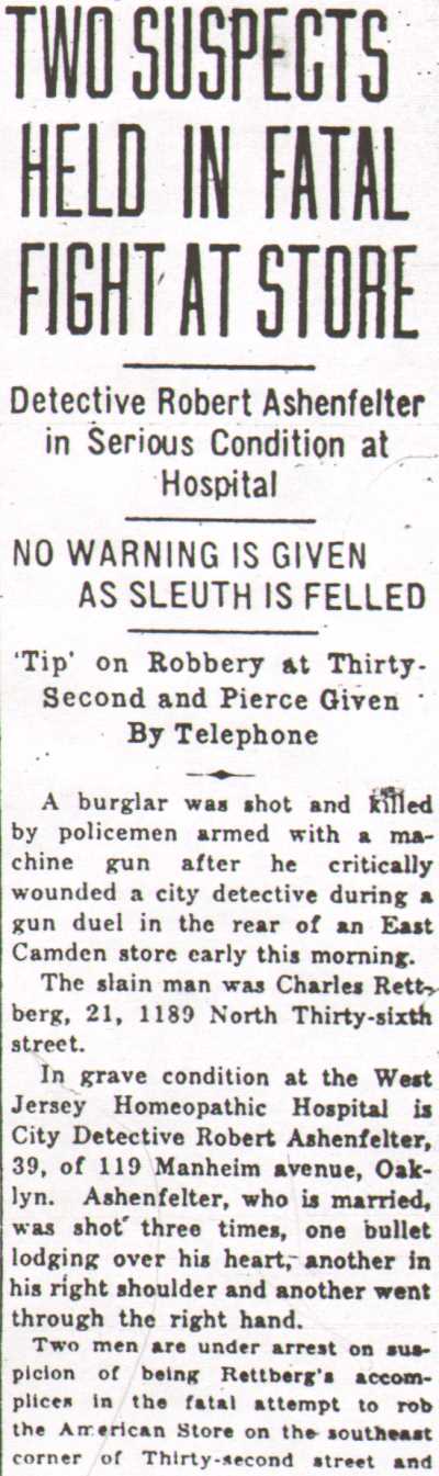 Ashenfelter shooting coverage, August 24, 1931