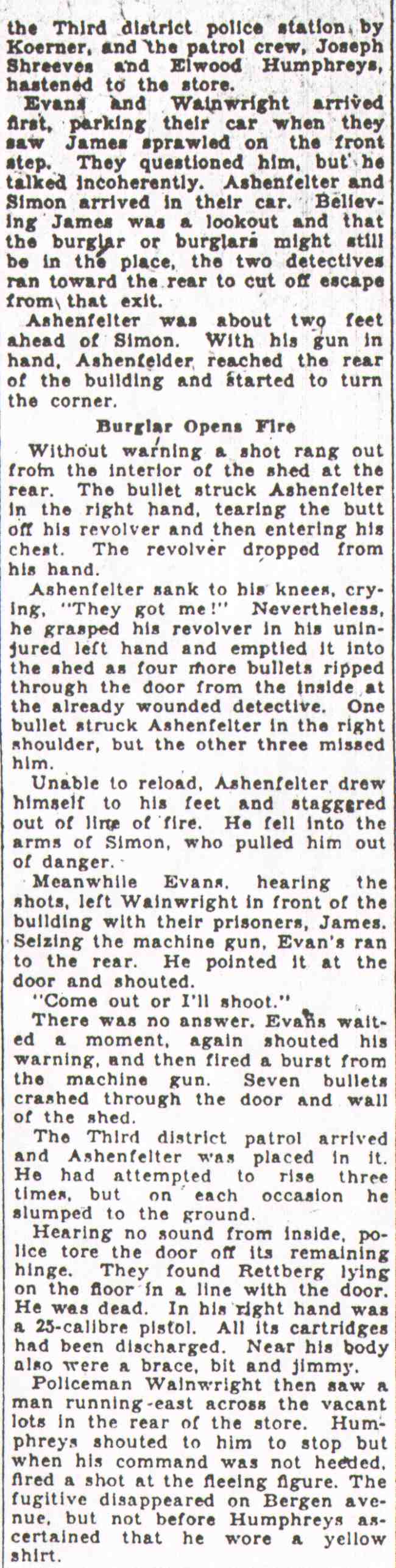 Ashenfelter case continued, August 24, 1931