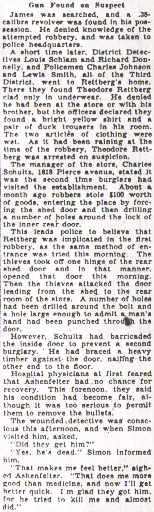 Ashenfelter case coverage, August 24, 1931