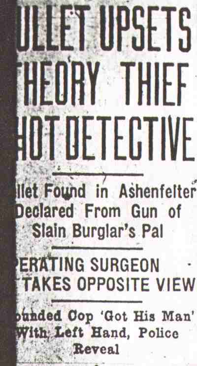 Bullet Upsets Theory Thief Shot Detective - Camden Courier-Post, August 26, 1931