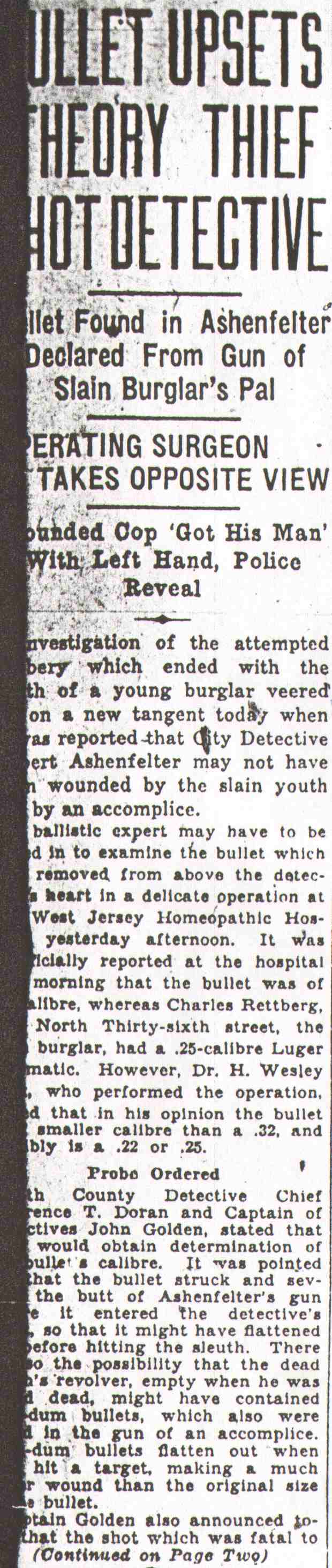 Bullet Upsets Theory coverage, August 26, 1931