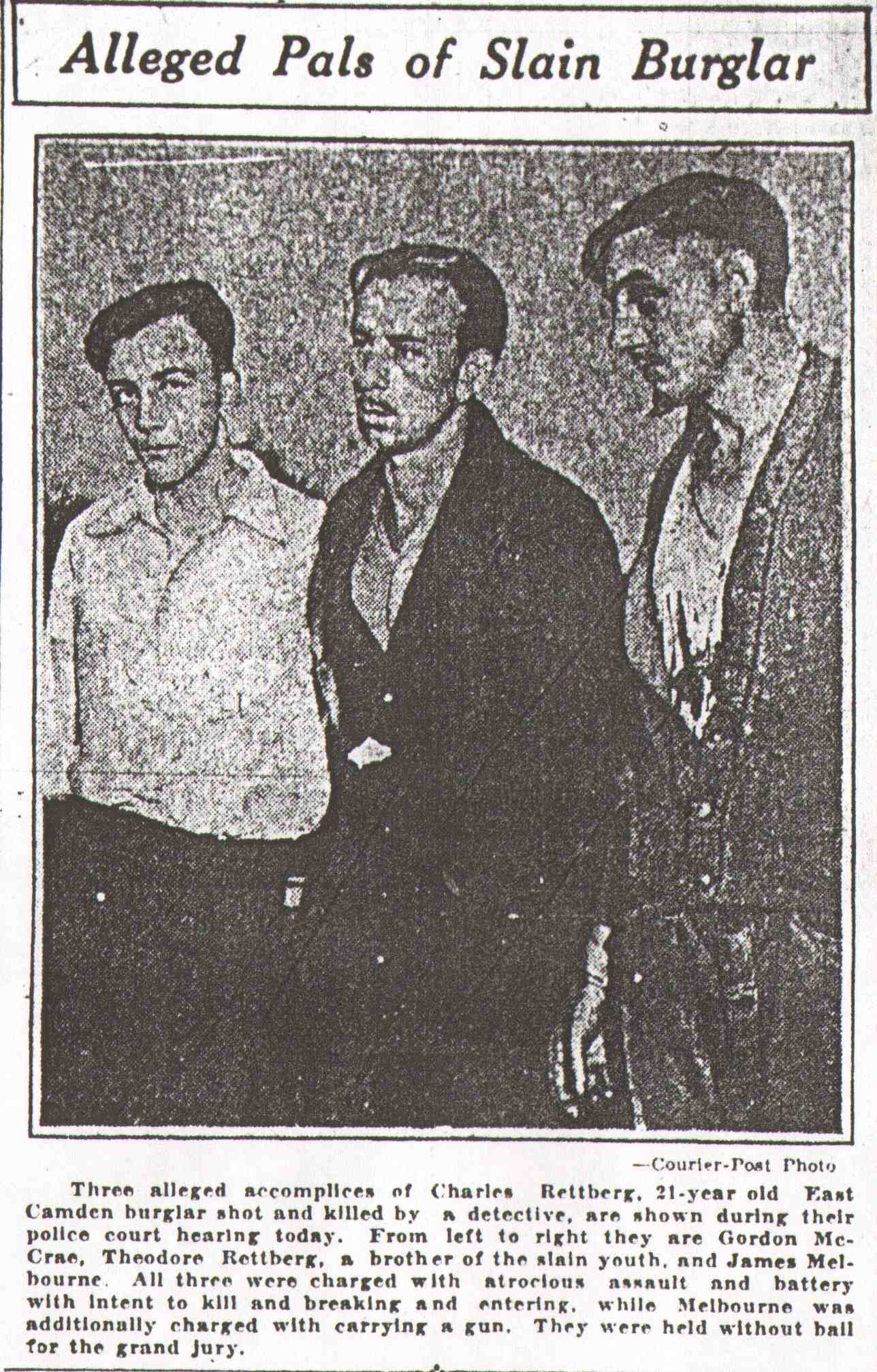 Alleged Pals of Slain Burglar — Gordon McCrae, Theodore Rettberg, James Melbourne, August 26, 1931