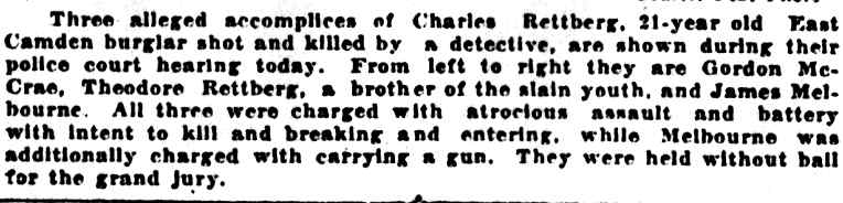 Alleged Pals of Slain Burglar - Camden Courier-Post, August 26, 1931