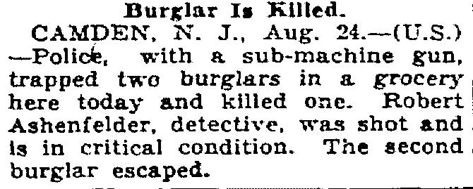 Cleveland Plain Dealer coverage of Ashenfelter shooting, August 25, 1931