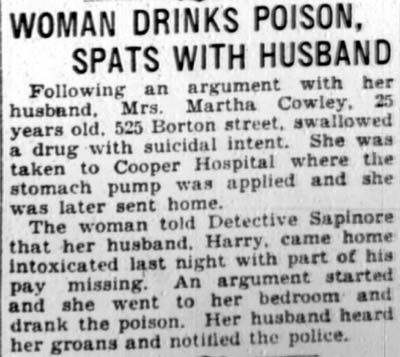 Rox Saponare, associated with 525 Borton Street, Camden Courier-Post, February 25, 1928