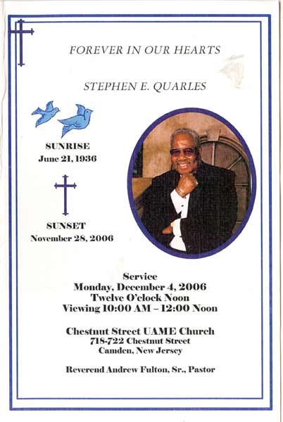 Steve Quarles obituary clipping