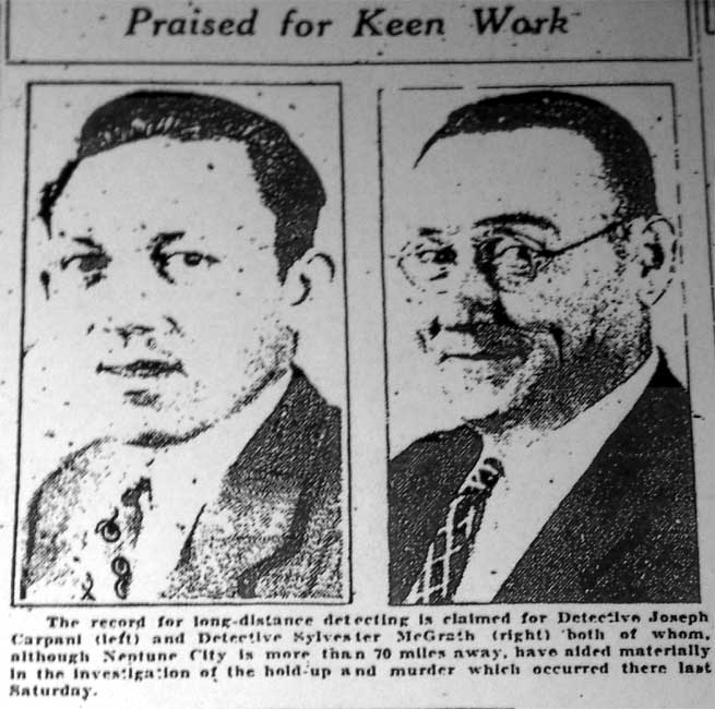 Newspaper clipping: Sleuths Here Play Big Part in Shore Murder Inquiry
