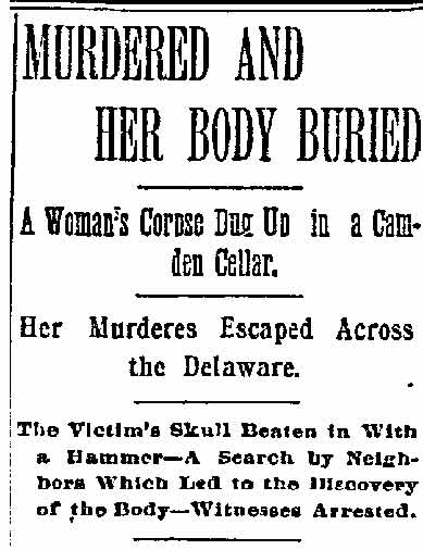 Philadelphia Inquirer, January 27, 1893 — Murdered and Her Body Buried, panel 1