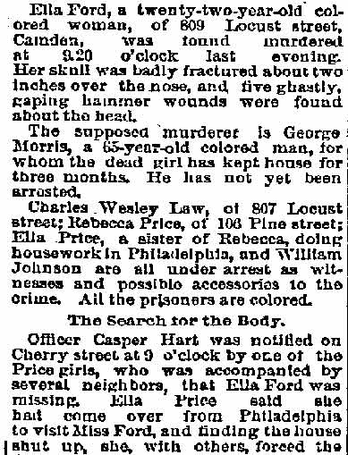 Philadelphia Inquirer, January 27, 1893 — Murdered and Her Body Buried, panel 2