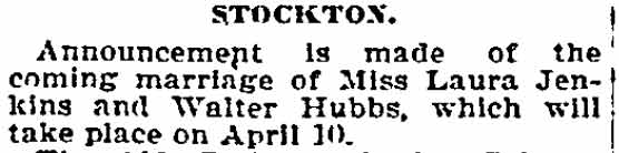 Philadelphia Inquirer, January 27, 1895 — Stockton marriage announcement