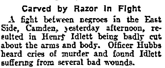 Philadelphia Inquirer, June 10, 1903 — Carved by Razor in Fight