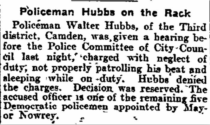 Philadelphia Inquirer, August 19, 1905 — Policeman Hubbs on the Rack