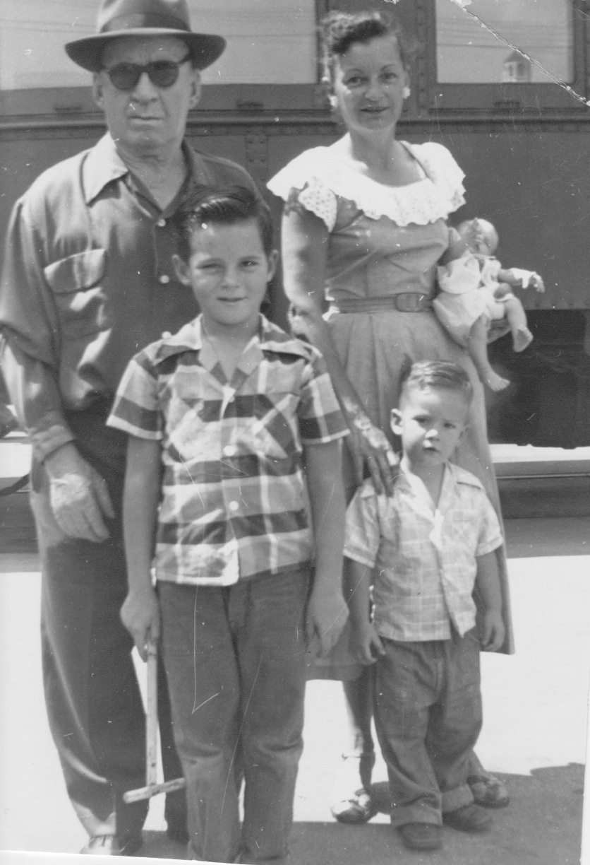 Walter P. Hubbs Sr. with daughter Myrtle Hubbs Cook (Gugg) and great-grandchildren Steve and Jim Carty and Toni Lynn Lavargna, Miami Florida circa 1953