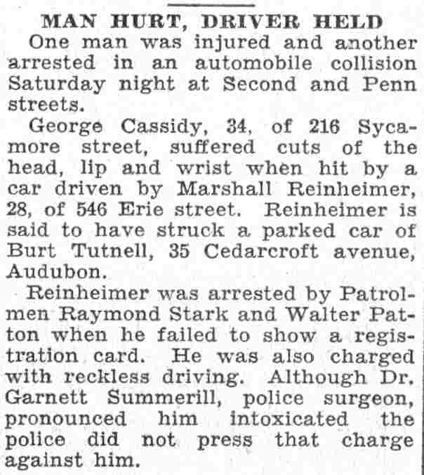 Man Hurt, Driver Held, Camden Courier-Post, June 13, 1932