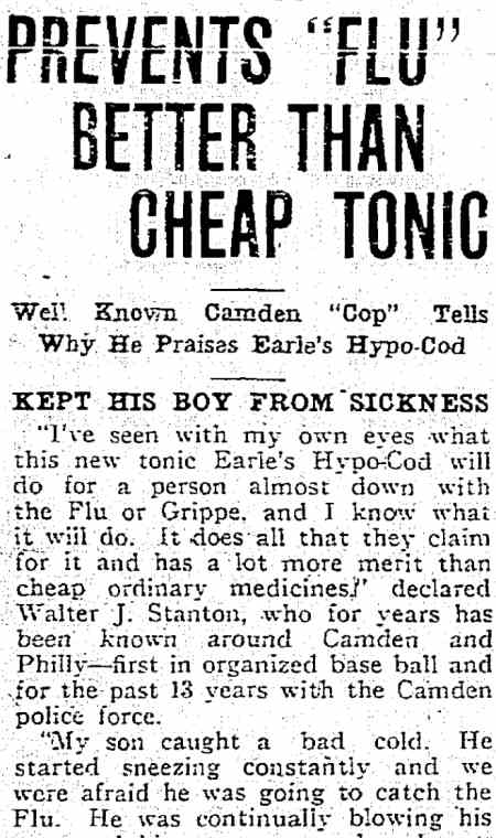 Woodbury Daily Times, March 9, 1920 — Prevents Flu Better Than Cheap Tonic — panel 1