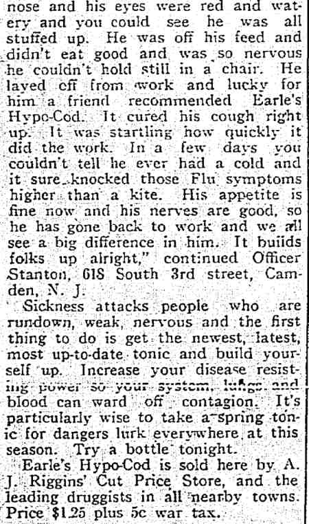 Woodbury Daily Times, March 9, 1920 — Prevents Flu Better Than Cheap Tonic — panel 2