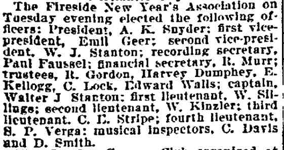 Philadelphia Inquirer, March 12, 1899 — Fireside New Year's Association officers