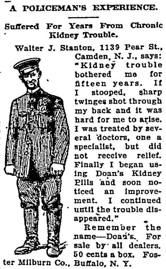 Savannah Tribune, July 30, 1910 — Doan's Kidney Pills testimonial by Walter J. Stanton