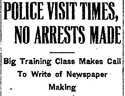 Trenton Times, March 6, 1929 — Police Visit Times, No Arrests Made — panel 1