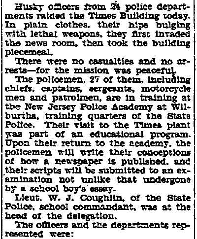 Trenton Times, March 6, 1929 — Police Visit Times, No Arrests Made — article text