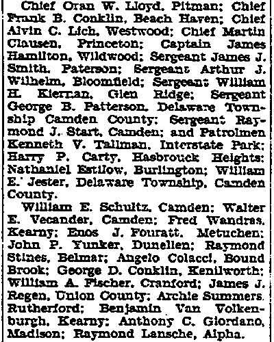 Trenton Times, March 6, 1929 — Police Visit Times, No Arrests Made — roster of officers