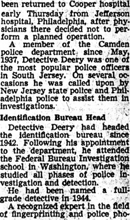 William A. Deery obituary (continued), Camden Courier-Post, December 29, 1950